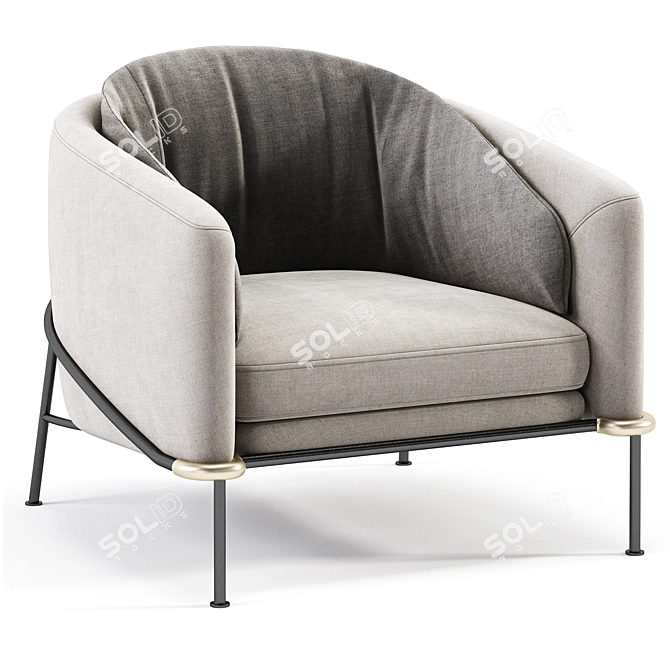 Elegant FIL NOIR Armchair Minotti 3D model image 3