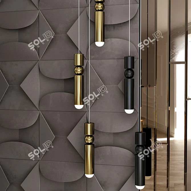 Versatile 3D Wall Panels & FULCRUM CHANDELIER 3D model image 5