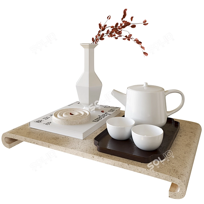 Japanese Tea Set in Style 3D model image 1