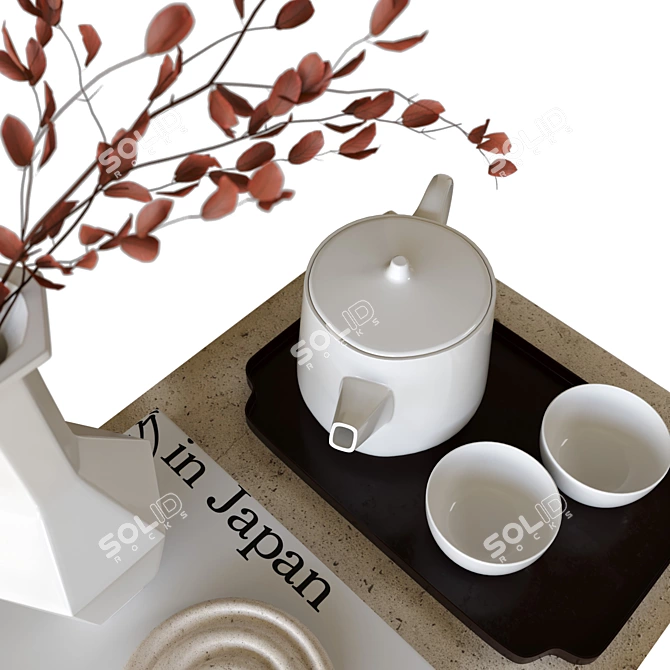 Japanese Tea Set in Style 3D model image 2