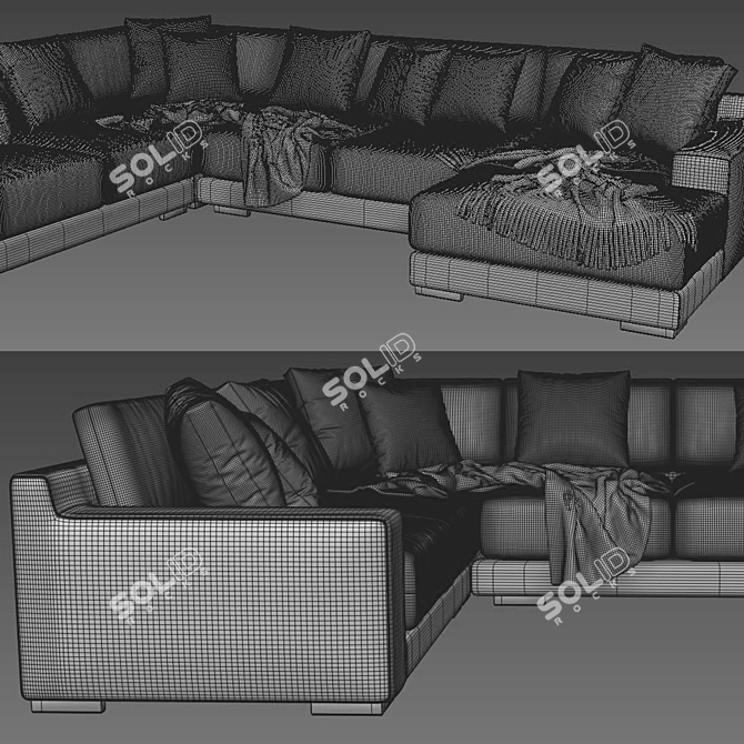 Modern West Elm Chaise Longue 3D model image 4