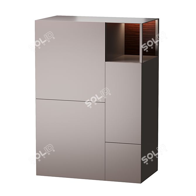 Wooden Highboard with Integrated Lighting 3D model image 3