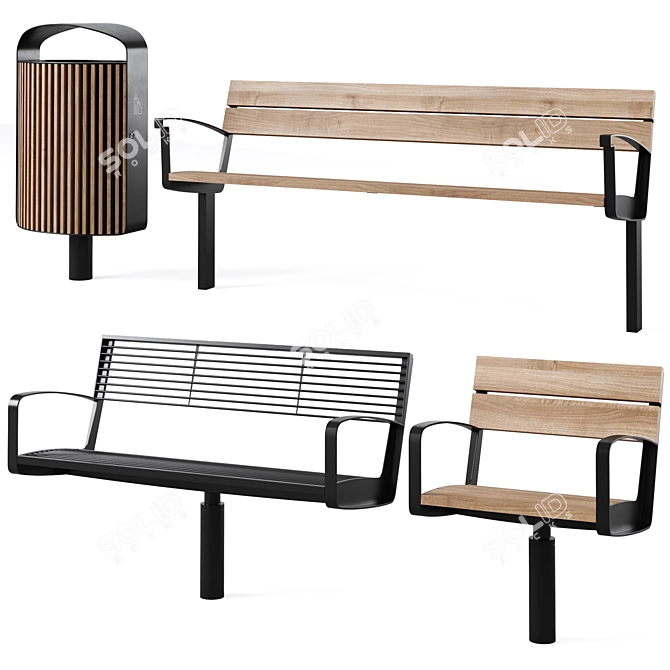 Urban Seating Ensemble by mmcite 3D model image 1