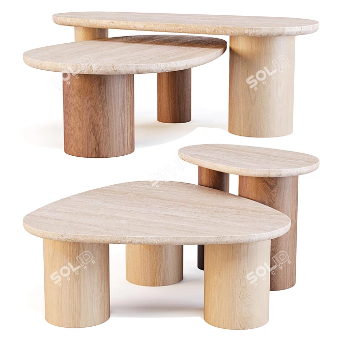 Potocco Jade Coffee Side Tables 3D model image 1