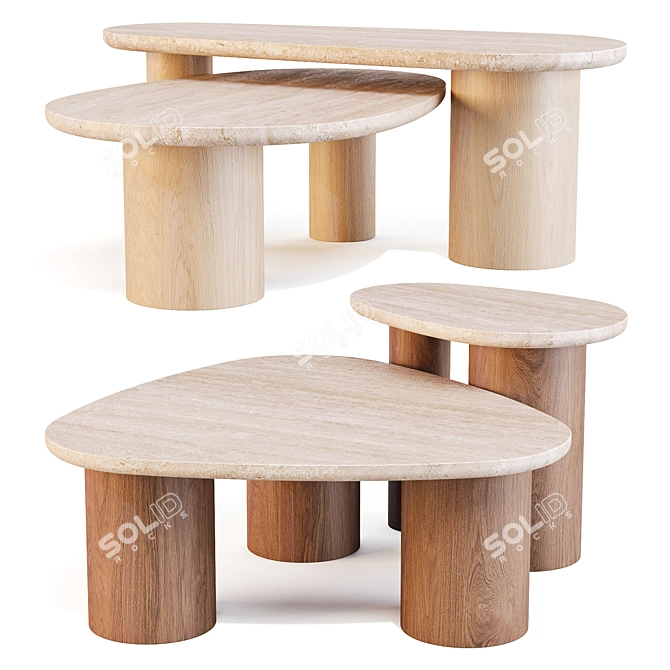 Potocco Jade Coffee Side Tables 3D model image 2