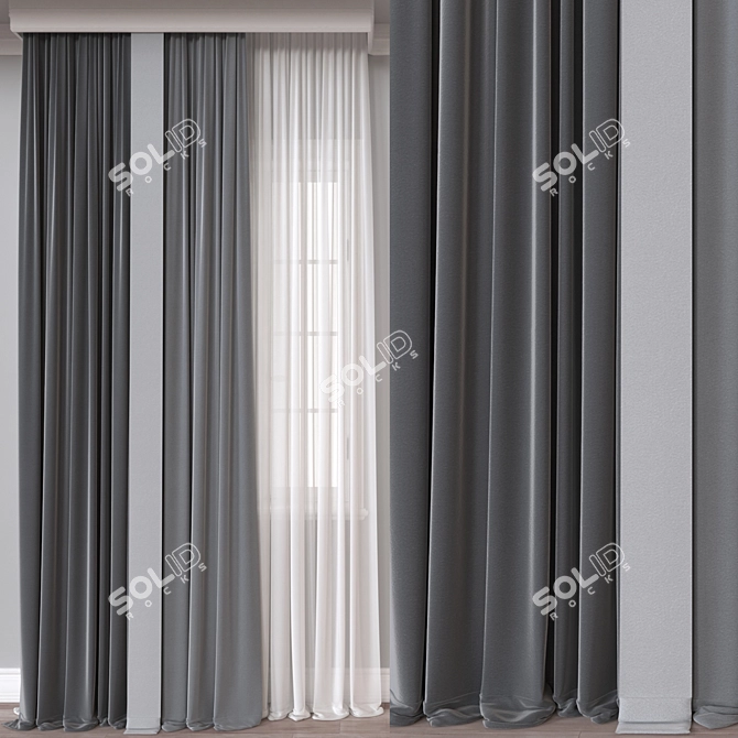  Modern 3D Curtain Model 3D model image 1