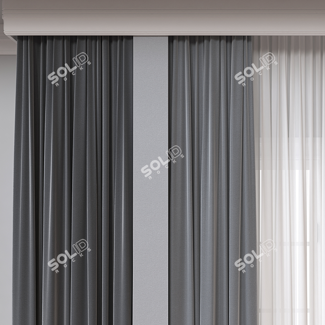  Modern 3D Curtain Model 3D model image 2