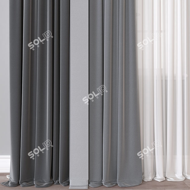  Modern 3D Curtain Model 3D model image 3