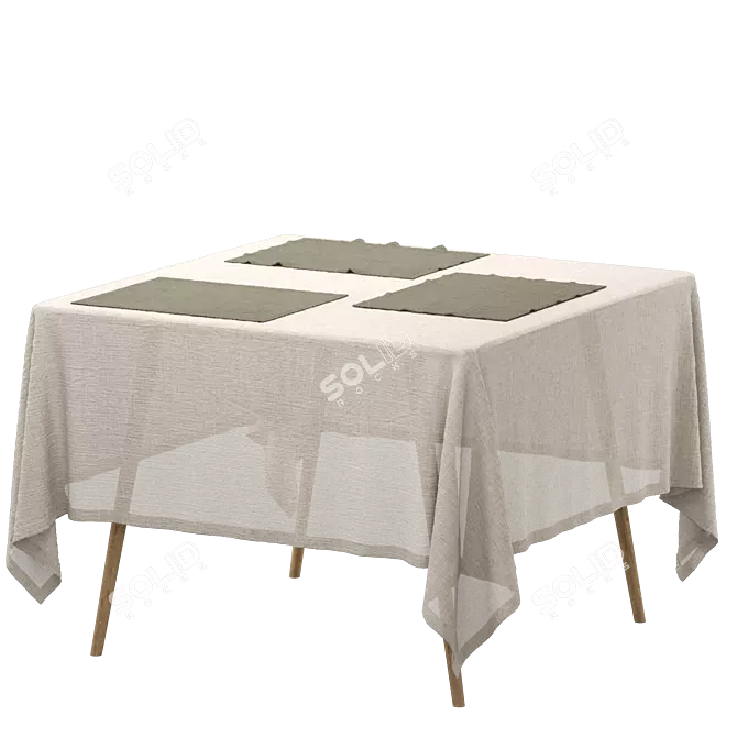 Linen Tablecloth Set with Accessories 3D model image 5