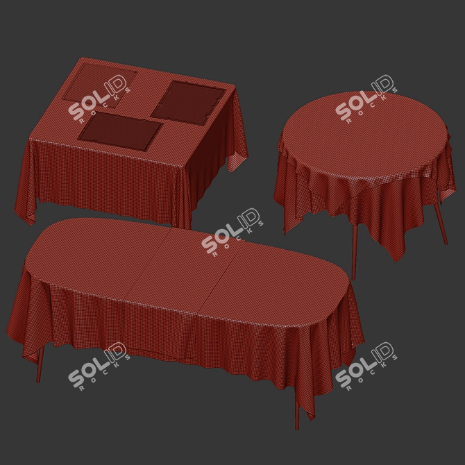 Linen Tablecloth Set with Accessories 3D model image 6