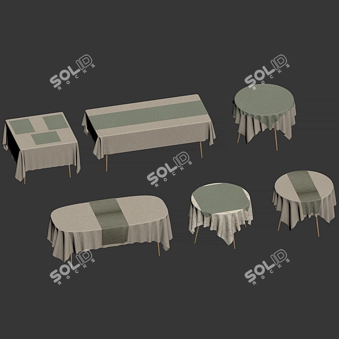 Linen Tablecloth Set with Accessories 3D model image 7