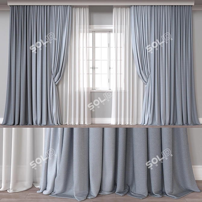 Window Curtain 3D Model Kit 3D model image 1