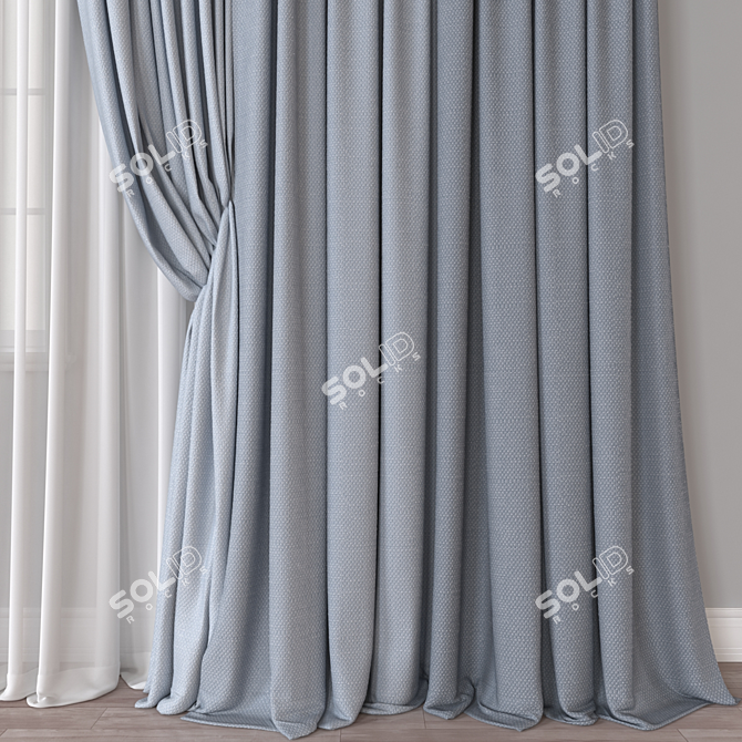 Window Curtain 3D Model Kit 3D model image 2