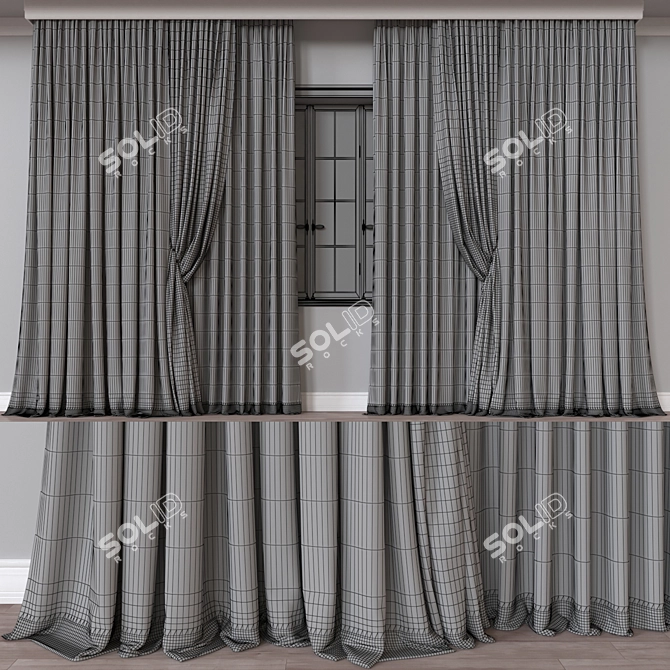 Window Curtain 3D Model Kit 3D model image 4