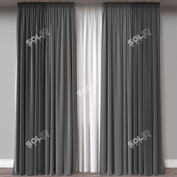 Versatile 3D Curtain Model: 734 3D model image 1