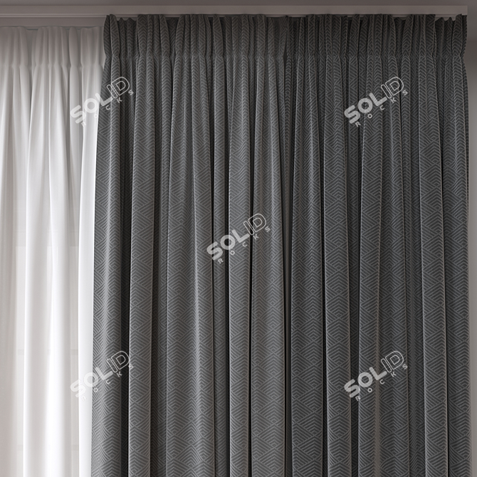 Versatile 3D Curtain Model: 734 3D model image 3