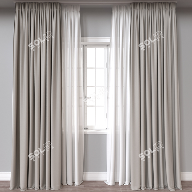 Luxury Curtain 3D Model 3D model image 1