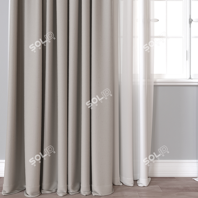 Luxury Curtain 3D Model 3D model image 2