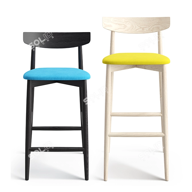 Modern Turbosmooth Claretta Stool 3D model image 2