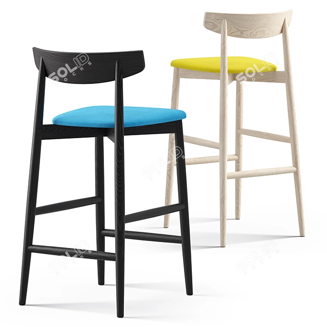 Modern Turbosmooth Claretta Stool 3D model image 4