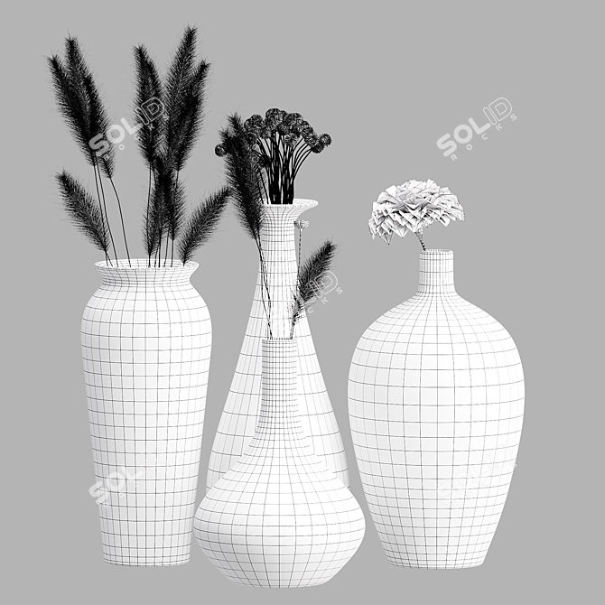 Nordic Modern Ceramic Vase Bouquet 3D model image 2