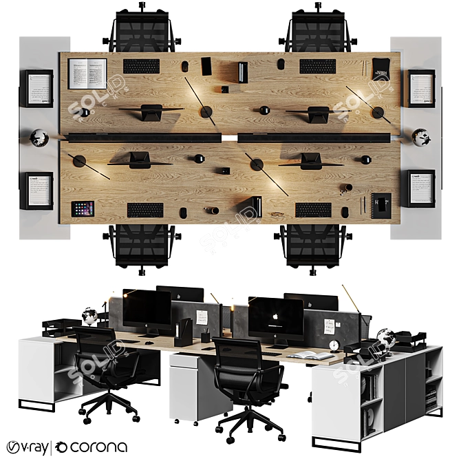 Sleek Office Essentials Set 3D model image 1