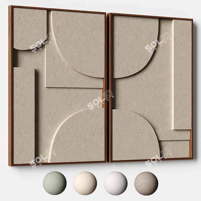 Stone Relief Artwork - Template 11 3D model image 1