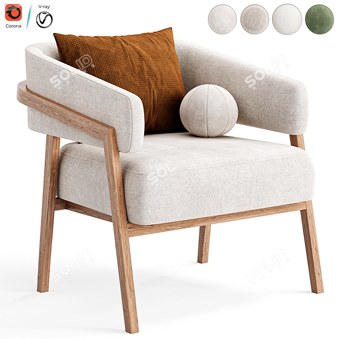 Stylish Altra Armchair: PotteryBarn Classic 3D model image 1