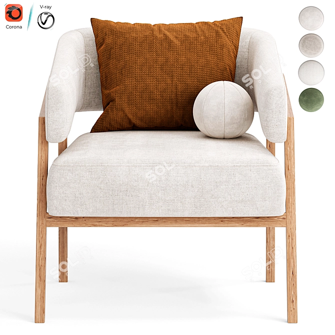 Stylish Altra Armchair: PotteryBarn Classic 3D model image 2