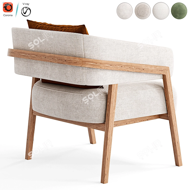 Stylish Altra Armchair: PotteryBarn Classic 3D model image 3