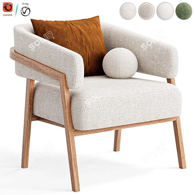 Stylish Altra Armchair: PotteryBarn Classic 3D model image 4