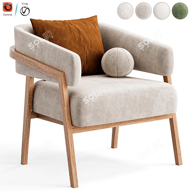 Stylish Altra Armchair: PotteryBarn Classic 3D model image 5