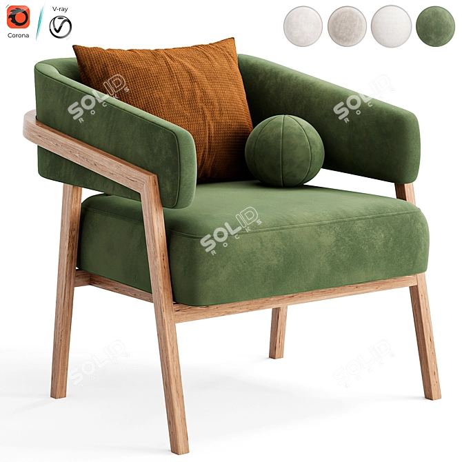 Stylish Altra Armchair: PotteryBarn Classic 3D model image 6