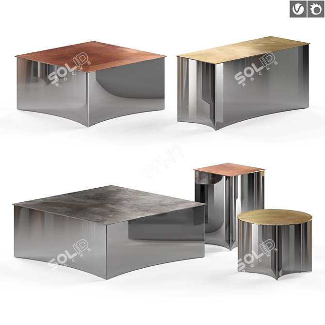 Modern Geometric Metal Sculptures 3D model image 1