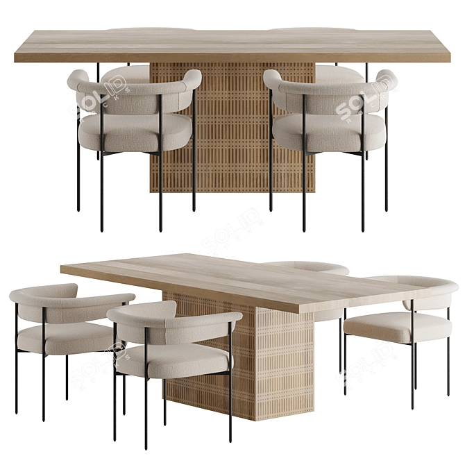 Ivan Light Wood Dining Set 3D model image 1