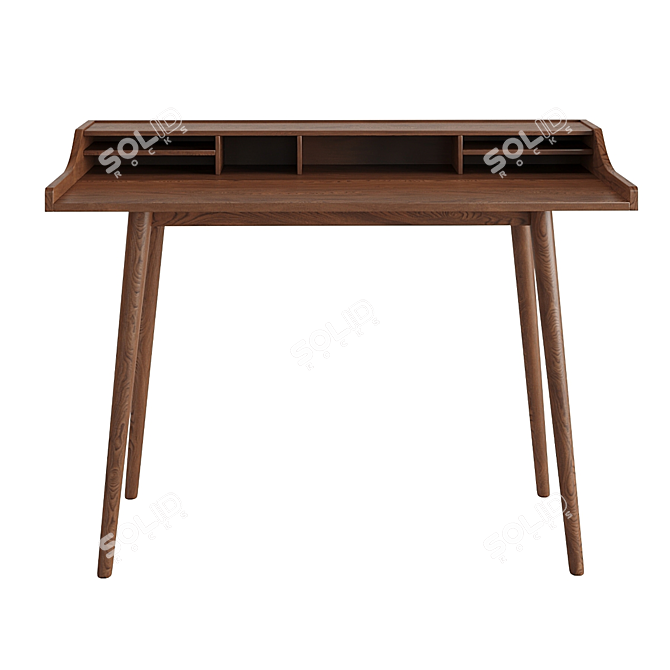 Sleek Wood Home Office Desk 3D model image 2