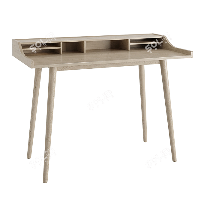 Sleek Wood Home Office Desk 3D model image 4