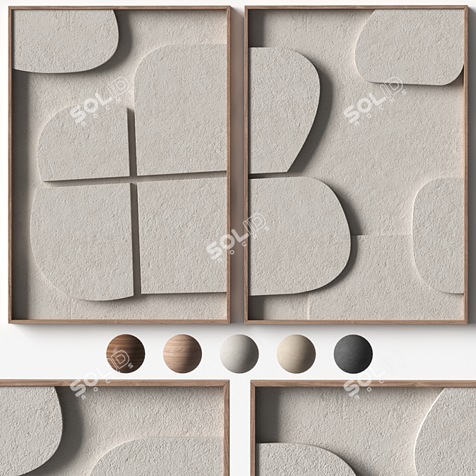 Stone Relief Artwork Template 12 3D model image 1