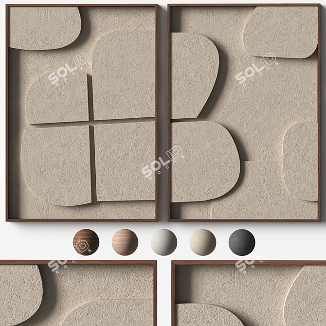 Stone Relief Artwork Template 12 3D model image 2