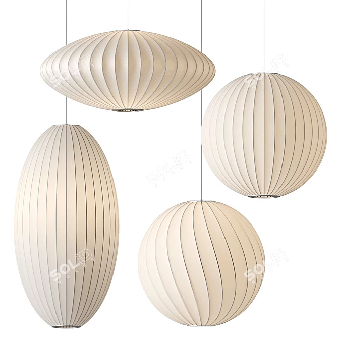 Nelson Bubble Pendant Lamps Set 3D model image 1