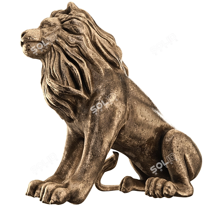 Regal Lion Statue 3D model image 1