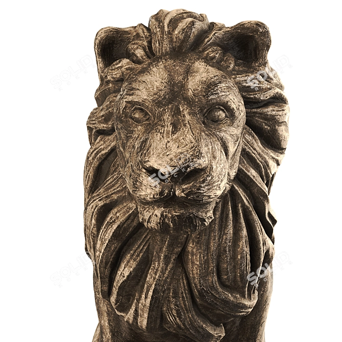 Regal Lion Statue 3D model image 3