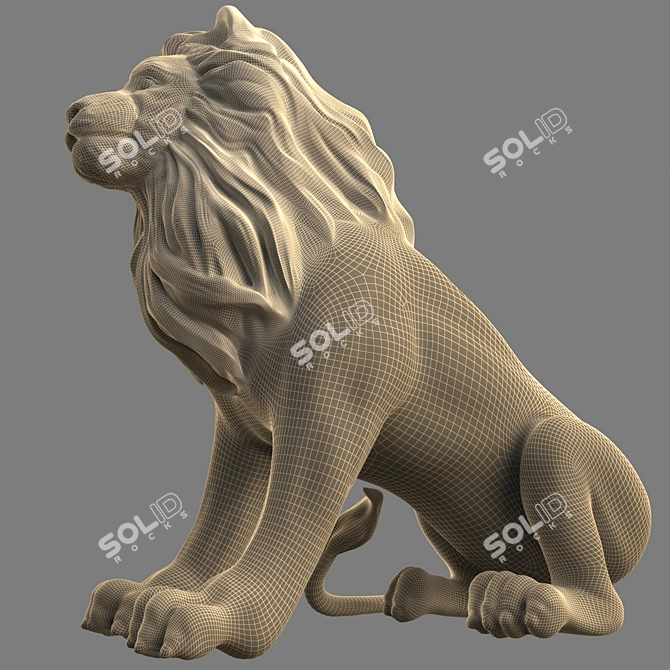 Regal Lion Statue 3D model image 4