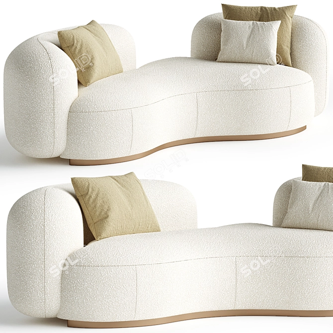 Modern 2-Seater Fabric Sofa 3D model image 1