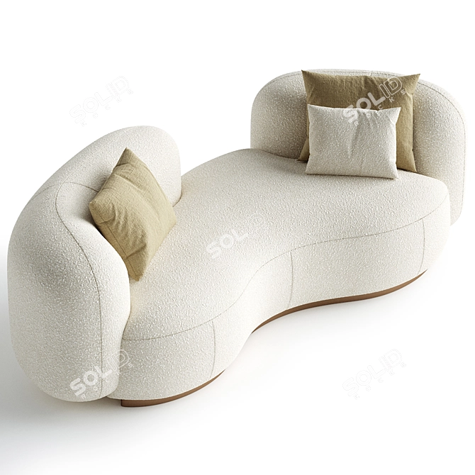 Modern 2-Seater Fabric Sofa 3D model image 2