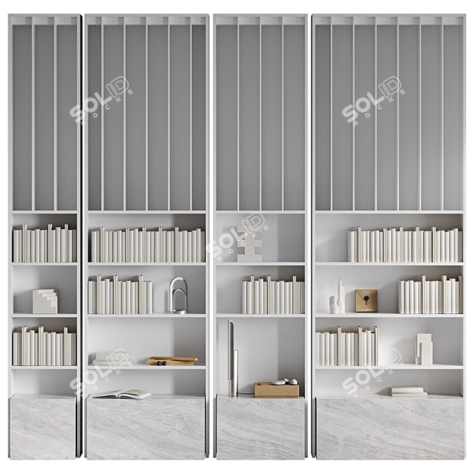 Modular White Display Shelf 3D model image 1