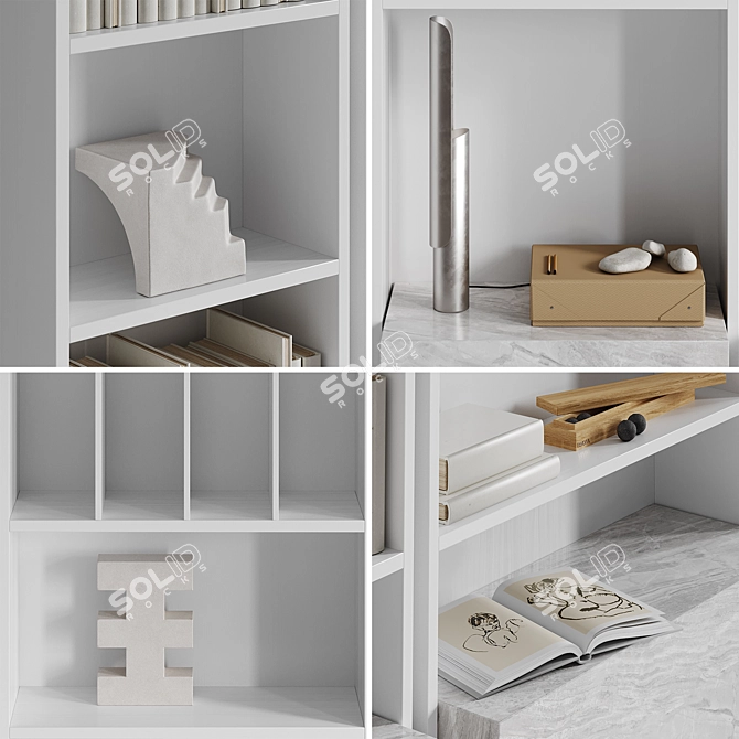 Modular White Display Shelf 3D model image 2