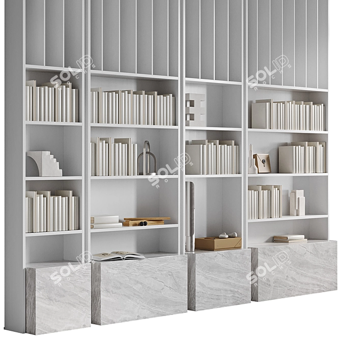 Modular White Display Shelf 3D model image 3