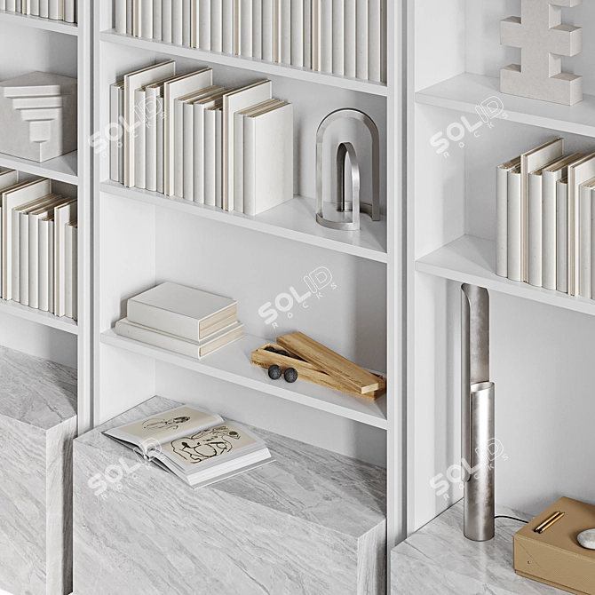 Modular White Display Shelf 3D model image 5