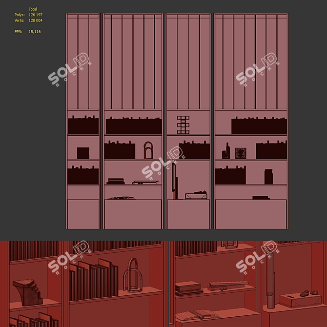 Modular White Display Shelf 3D model image 6